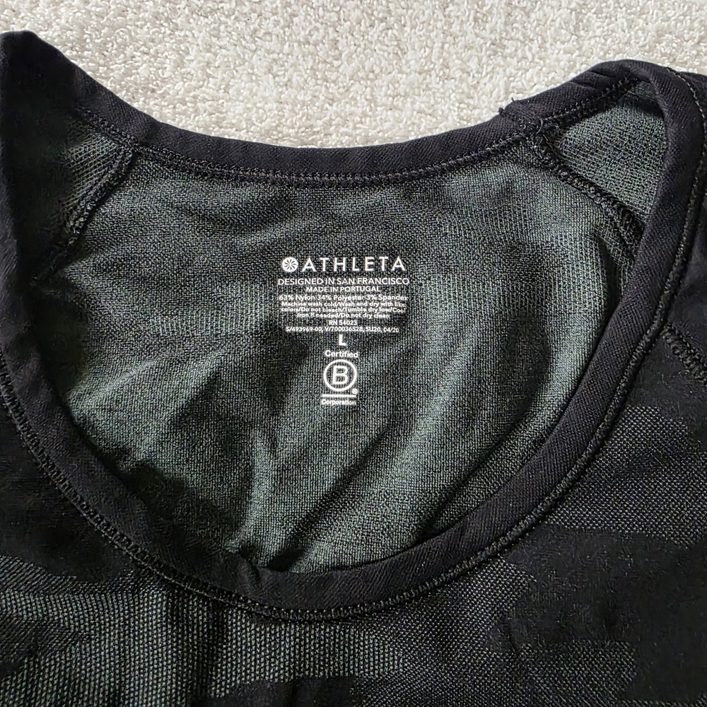 Athleta Black Compression Camouflage Tee - image 3